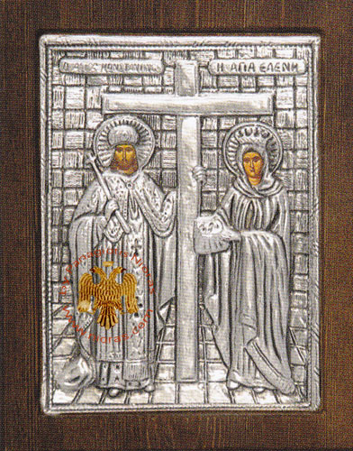 Saint Constantine and Helen Silver Plated Icon